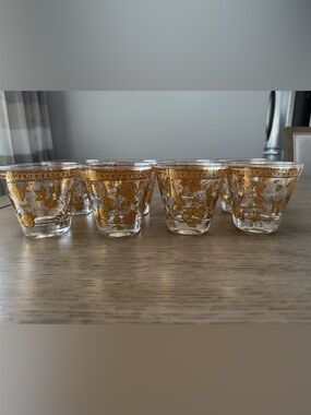 Vintage Culver barware glasses Chantilly 22kt gold embossed set of eight